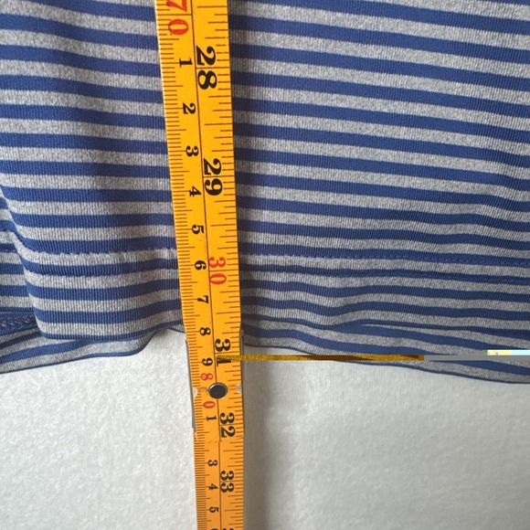 Donald Ross Sport Polo M Gray Blue Stripe Long Sleeve Golf Performance - Picture 6 of 9